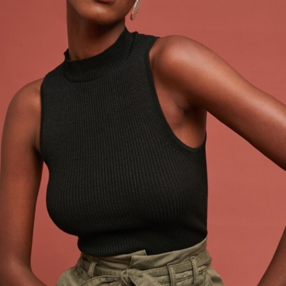 Anthropologie Sweaters - Anthropologie’s Moth Ribbed Black Sweater Tank SzM